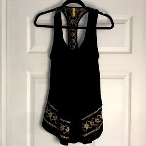 Free People sz small black &gold sleeveless shirt